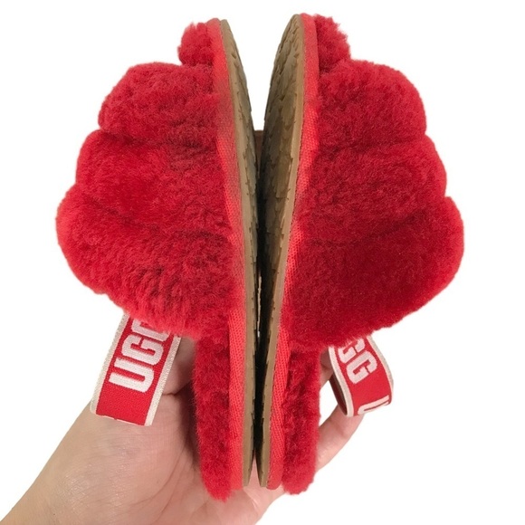 Ugg Red Fluff Yeah Slides Sandals Size 9 - Picture 14 of 14